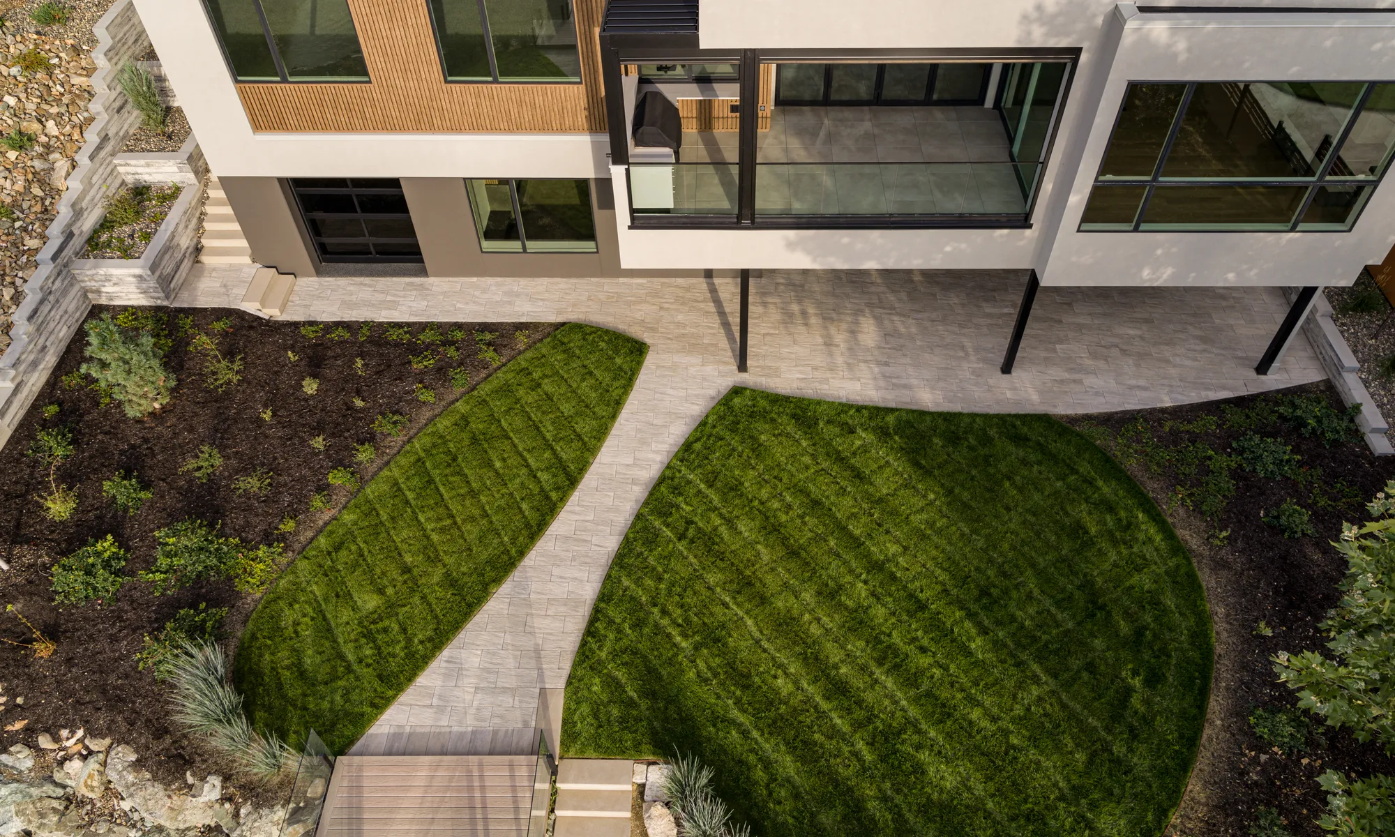 lake front property green grass