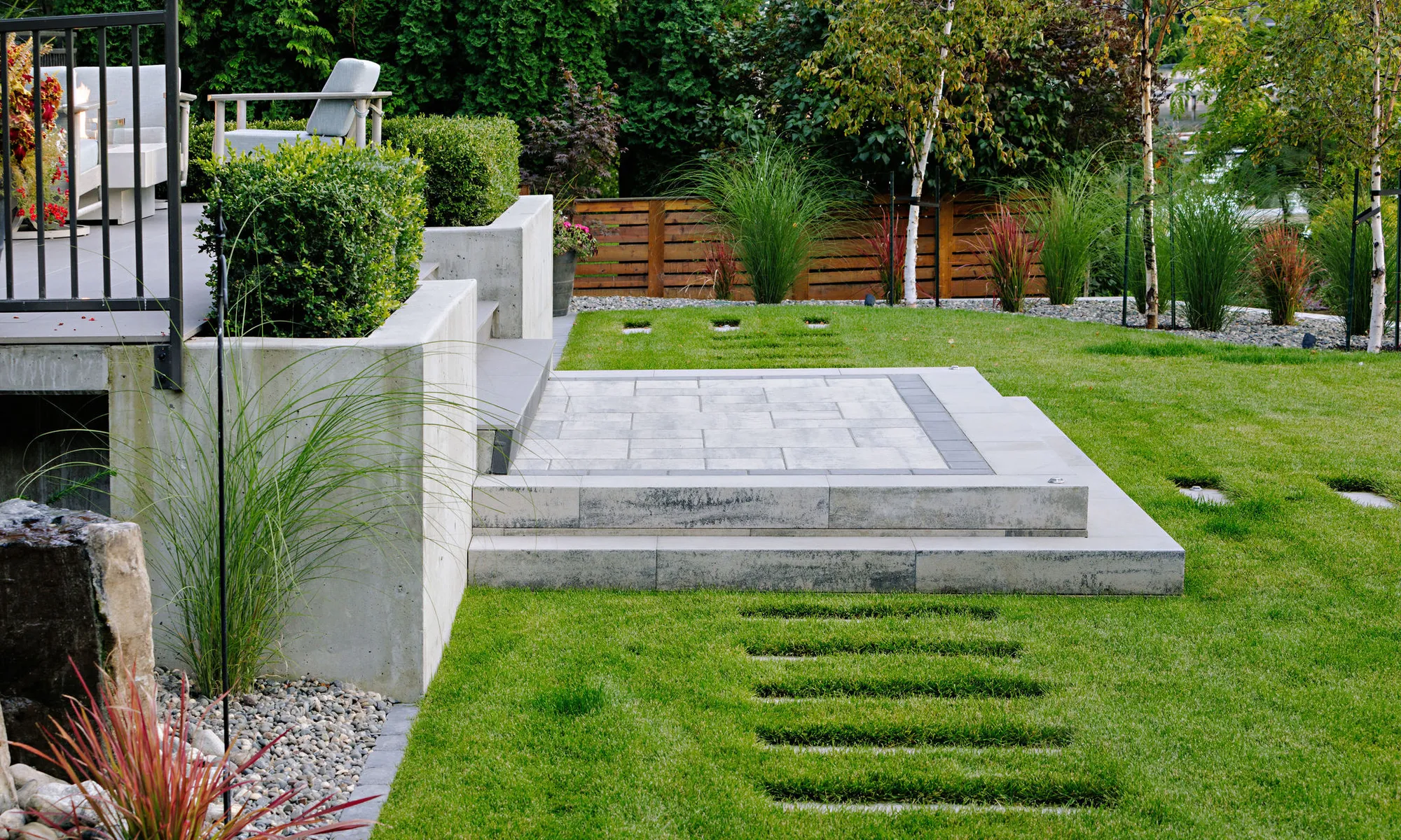walkway and green grass and stone flooring