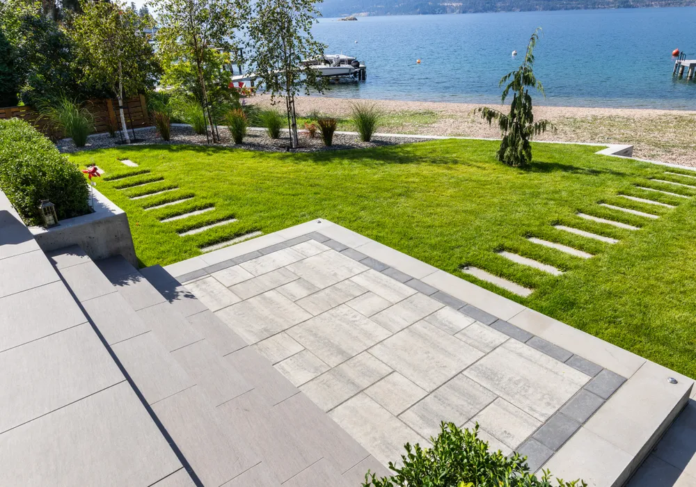 bbq and walkway and green grass