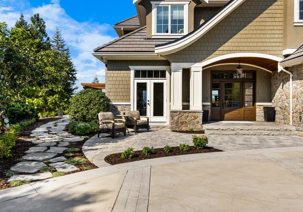 paver driveway and stones