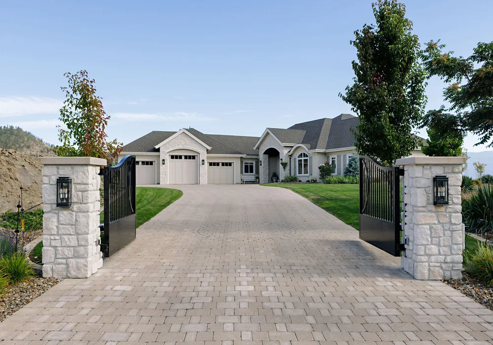 stone driveway high end home