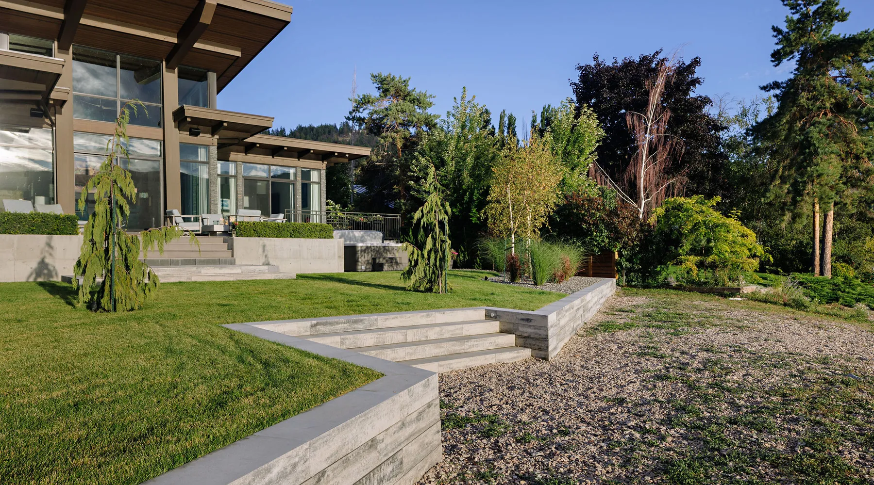 landscape and retaining wall