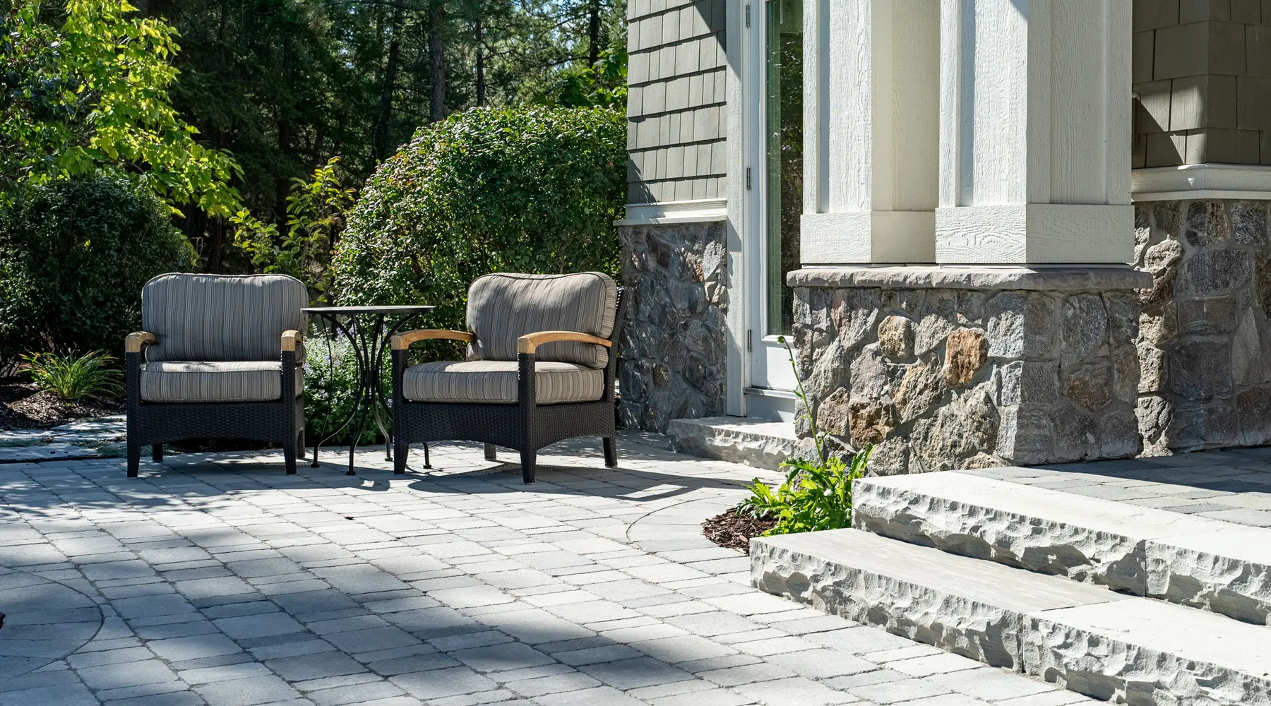 paver stones and chairs
